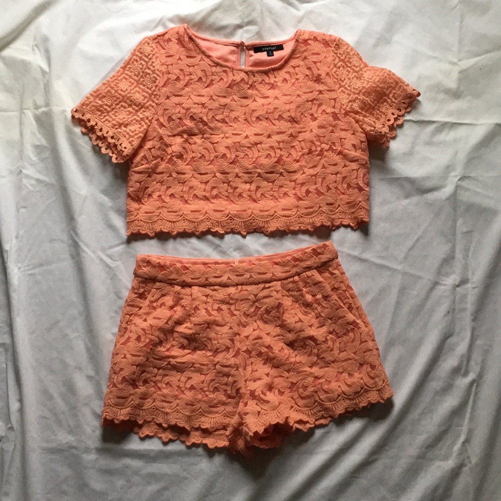 Evenuel Coral Coord Matching Set - Shorts and Top